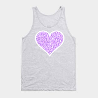 Purple and White Leopard Print Heart Tank Top